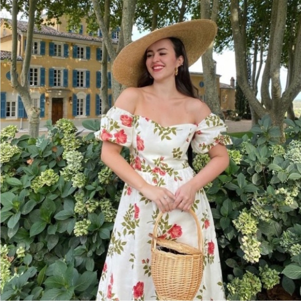 Reformation White Floral Midi Dress
